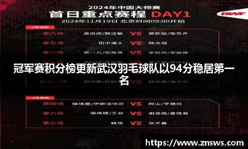 冠军赛积分榜更新武汉羽毛球队以94分稳居第一名