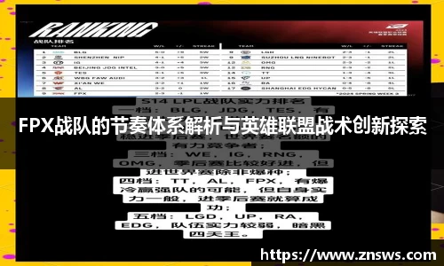 FPX战队的节奏体系解析与英雄联盟战术创新探索