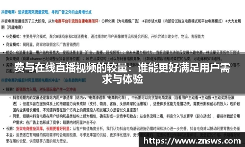 费与在线直播视频的较量：谁能更好满足用户需求与体验