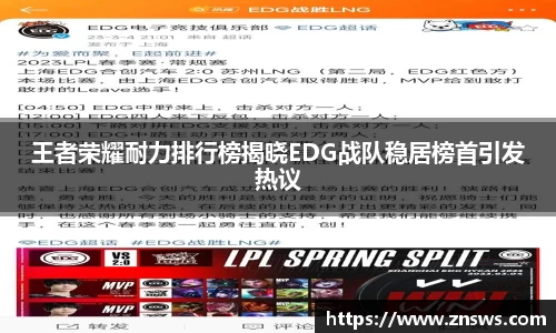 王者荣耀耐力排行榜揭晓EDG战队稳居榜首引发热议